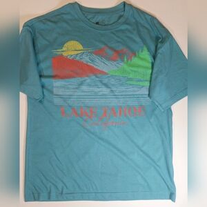 Mad Engine T-Shirt Large‎ Green Lake Tahoe California Graphic Outdoor Theme Tee